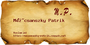 Mácsanszky Patrik névjegykártya